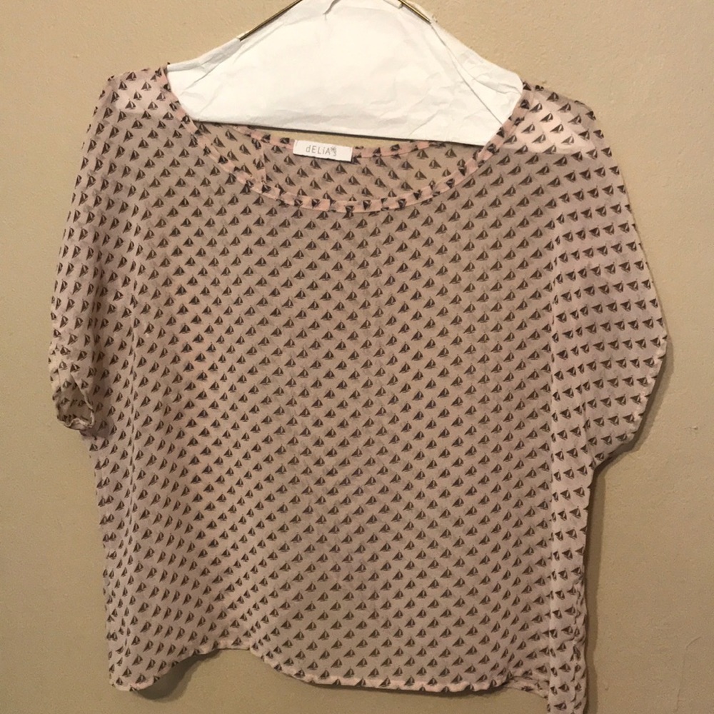 Creamy pink sail boat crop top